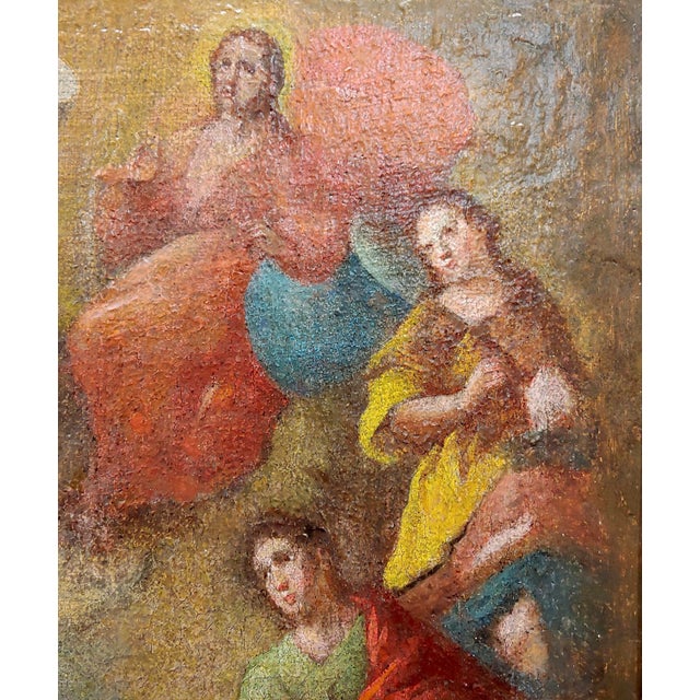 17th Century Italian Old Master-Madonna Surrounded by Saints -Oil Painting For Sale - Image 9 of 12