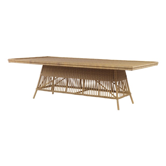 Thomas O'Brien for Century Furniture Mainland Wicker Rectangular Dining Table - Chalk White For Sale