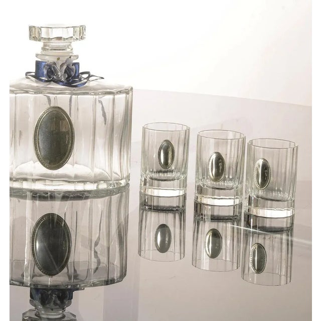 Liqueur Set with Crystal Bottle and Glasses in Silver Plating by Pierre Cardin, France, 1990s For Sale - Image 3 of 5