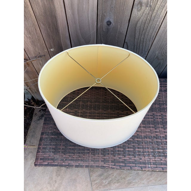 Lovely vintage linen lampshade. Oval shape. Cream color. Gold metal. Excellent condition. Two are available (priced...