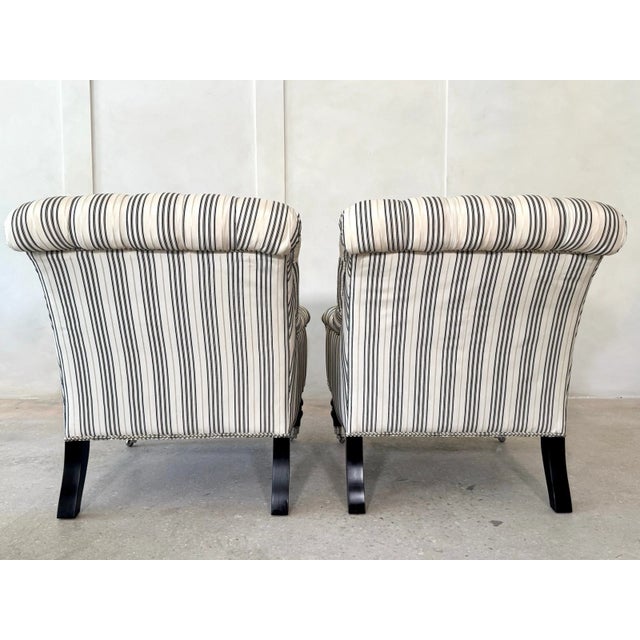 (2) Ralph Lauren Mayfair Tufted Chairs in Ebony and Ivory Silk For Sale - Image 9 of 14