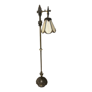 Mid 20th Century Gorgeous Vintage Tiffany-Style Bridge Arm Floor Lamp