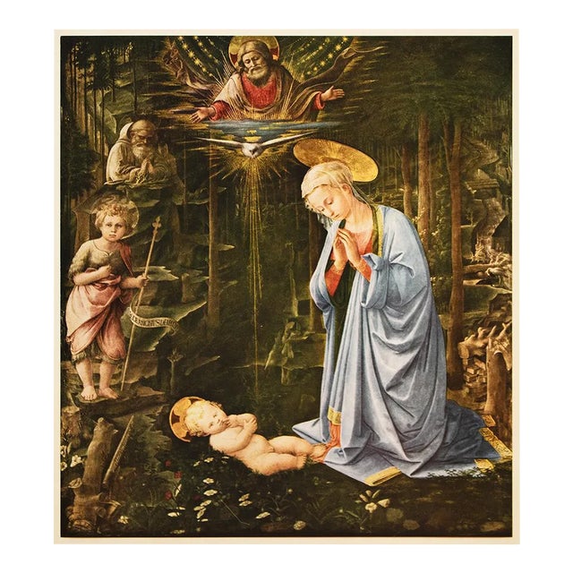 1953 After Fra Filippo Lippi "The Adoration in the Woods", First Edition Full-Color Print For Sale
