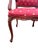 Ruby Red Ethan Allen French Louis XV Style Carved Cherry Armchair in Red & Gold For Sale - Image 8 of 12