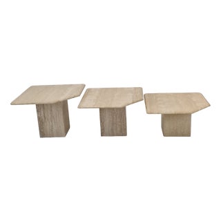 Italian Travertine Coffee Tables, 1980s, Set of 3 For Sale