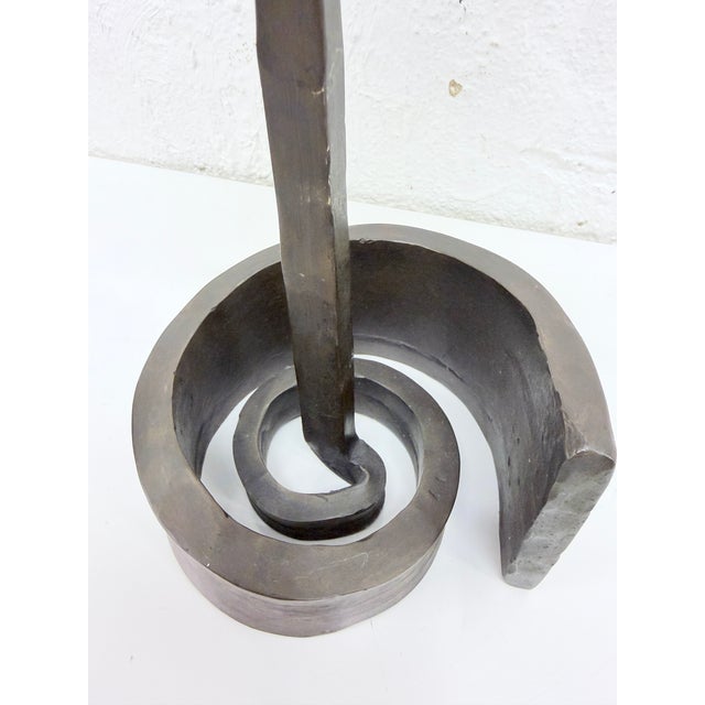 Metal Large Brutalist Bronze Candlestick with Snail Base by Manfred Bergmeister, 1970s For Sale - Image 7 of 9