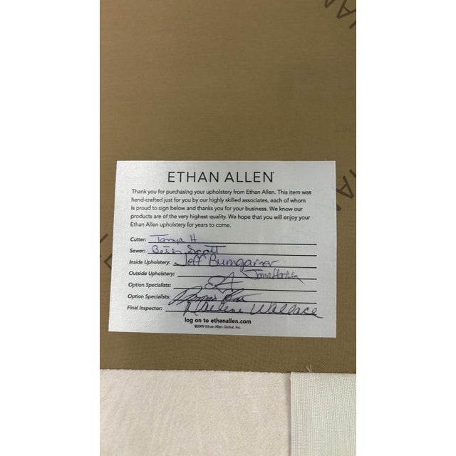This is a pair of high-end Ethan Allen barrel chairs. They are upholstered in premium white ultrasuede. The chairs have a...