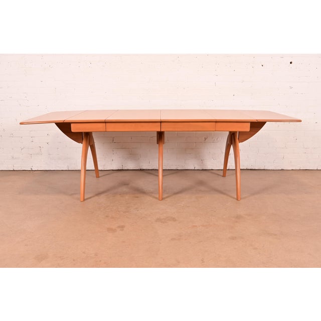 Mid-Century Modern Heywood Wakefield Mid-Century Modern Solid Maple Wishbone Extension Dining Table, Newly Refinished For Sale - Image 3 of 15