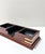 English 2003 Bombay Company Mahogany Desk or Dresser Valet Organizer With Brass Inlay and Faux Leather Lining For Sale - Image 3 of 10