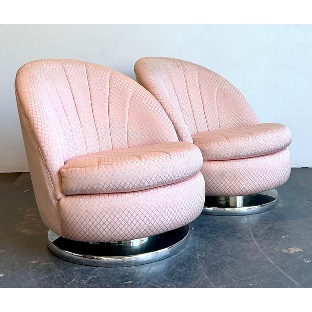 Vintage Milo Baughman for Thayer Coggin Swivel Rocker Chairs - A Pair For Sale - Image 11 of 12