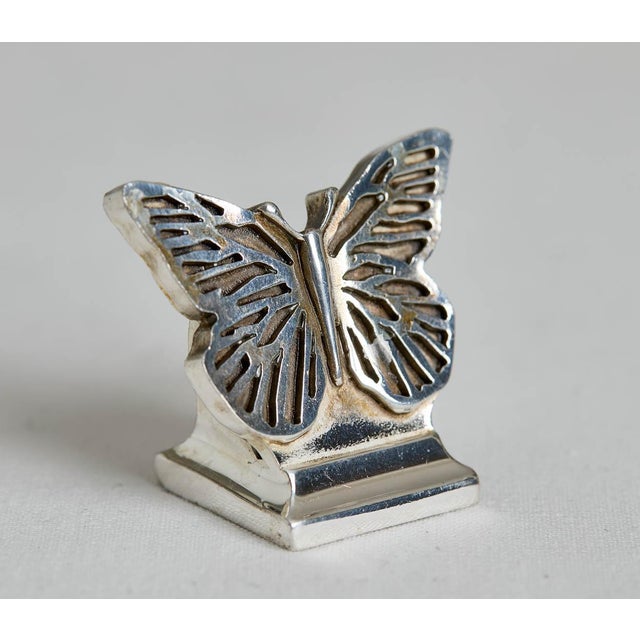 Mid-Century Modern Antique French Christofle Silverplate Set of 4 Butterfly Place Card Holders For Sale - Image 3 of 6