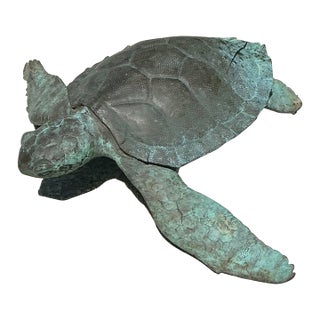 Vintage Coastal Bronze Turtle Fountain For Sale