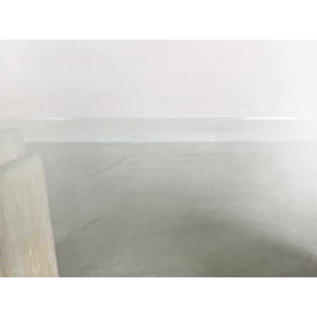 Original Midcentury Travertine Coffee Table Italy Glass Design by Unknown for Unknown For Sale - Image 9 of 11