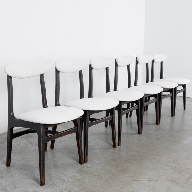 White Mid-Century Modern Upholstered Dining Chairs- Set of 6 For Sale - Image 8 of 12