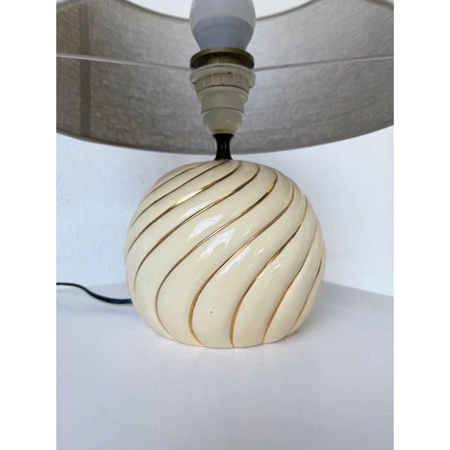 Ivory and Gold Ceramic Spherical Table Lamp from Barbi, 1960s For Sale - Image 16 of 18