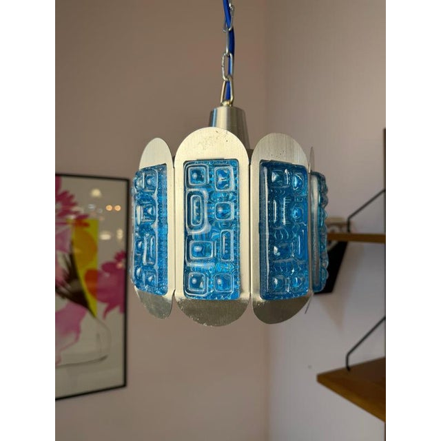 Hanging Lamp Blue Silver by Vitrika For Sale - Image 4 of 11