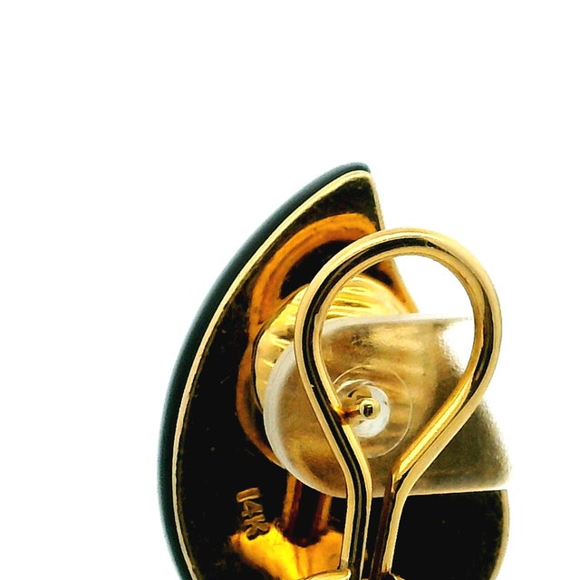 Vintage Maz 14k Gold Onyx and Diamond Clip Earrings, A Pair For Sale - Image 10 of 16