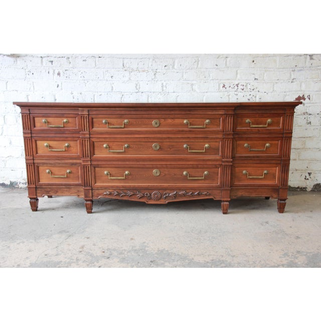 Baker Furniture French Regency Style Cherry Wood Triple Dresser