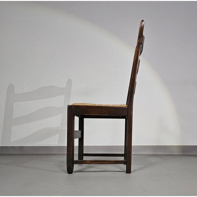 Rustic Farmhouse Ladderback Dining Chairs in Oak with Rush Seats, Set of 2 For Sale - Image 17 of 18