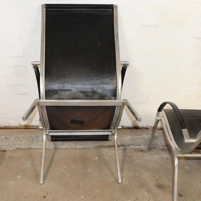 Mid-Century Modern Leather and Aluminium Lounge Chairs by Rudolf Szedleczky, 1970s, Set of 2 For Sale - Image 4 of 17