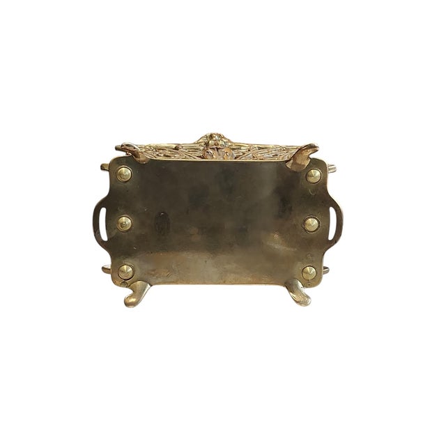Metal Art Nouveau English Brass Letter Caddy For Sale - Image 7 of 7