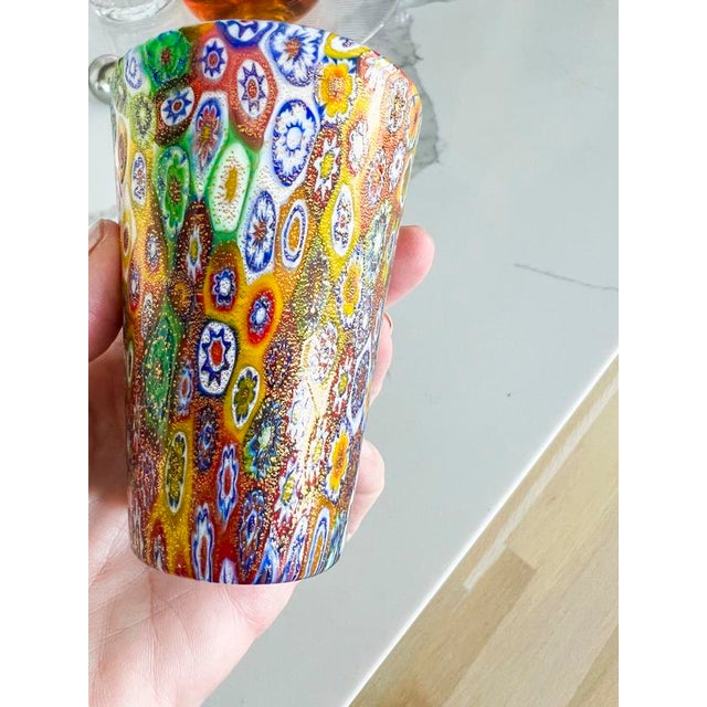 Set of 2 Murano Glass Bud Vases With Murrina Millefiori. For Sale - Image 9 of 10
