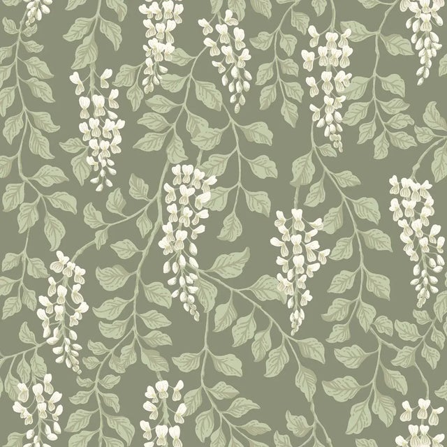 SAMPLE - Boråstapeter Blåregn Wallpaper In Sage For Sale