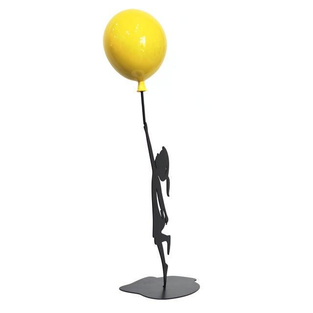 Figurative Hope (3/30) - Original Figurative Metal Sculpture With Glossy Yellow Balloon by Nayla Saroufim For Sale - Image 3 of 10