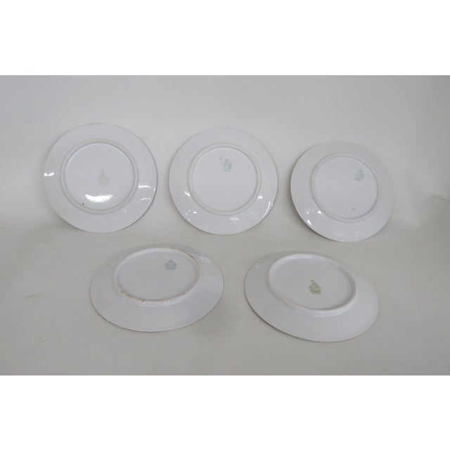 Early 19th Century Moschendorf Bavaria Porcelain 5 Pc Set Bread Butter Dessert Serving Plates 4500b For Sale - Image 5 of 13