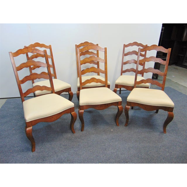 Country French Style Maple Ladderback Style Dining Chairs Set of 6