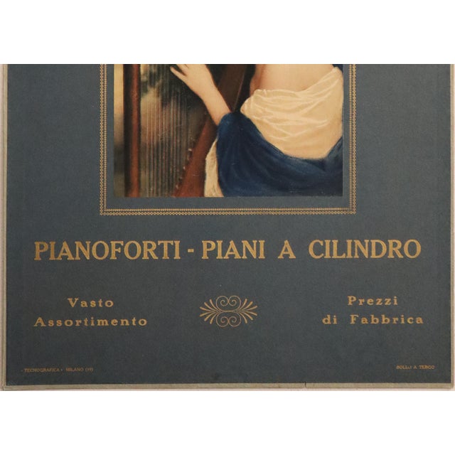 Illustration 1922 Italian Harp Advertisement Poster - Maraschi Vigevano (Blue) For Sale - Image 3 of 3