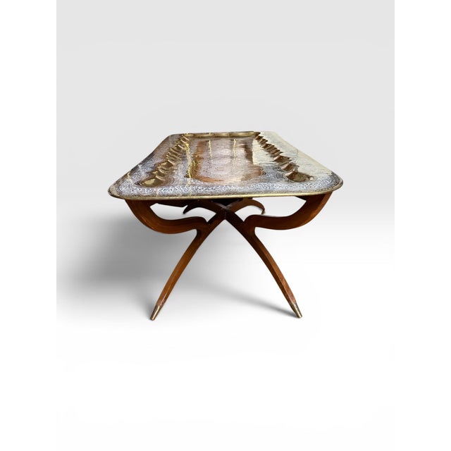 Mid 20th Century Mid-Century Moroccan Brass Spider Coffee Table For Sale - Image 5 of 16