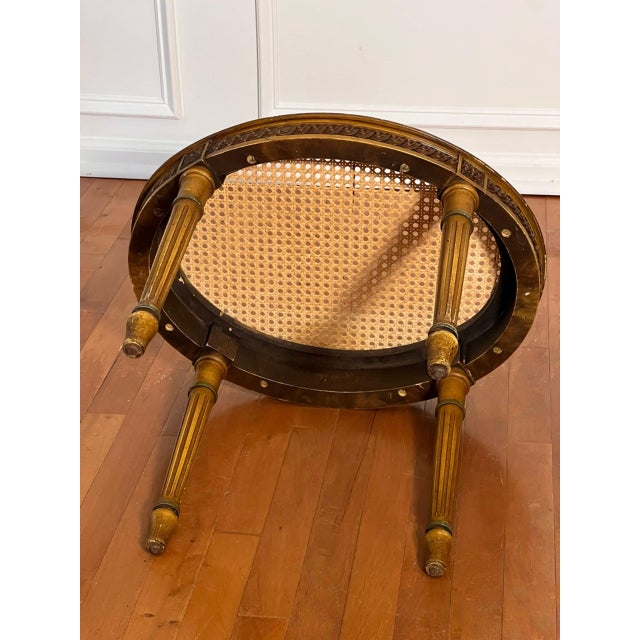 French Louis XVI Style Tabouret Stool With Cane Top and Green Painted Accents, Early 20th C. For Sale - Image 18 of 18