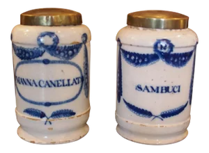 18th C. Blue and White Apothecary Jars - a Pair