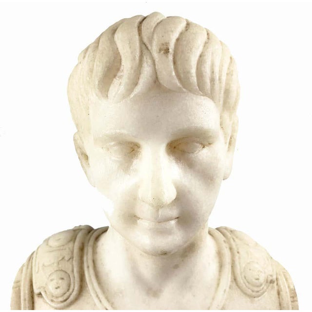 20th Century White Marble Bust of a Roman General For Sale - Image 11 of 13