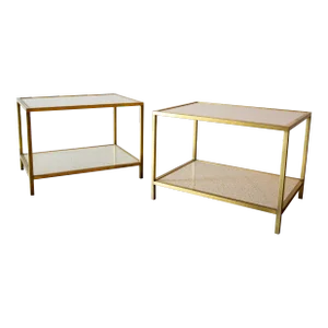 1960s Paul Laszlo Custom Brass and Terrazzo End Tables for Goldmans McCobb Style - Set of 2