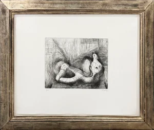 Henry Moore Reclining Figure: Piranesi Background II, Hand Signed Etching, 1979