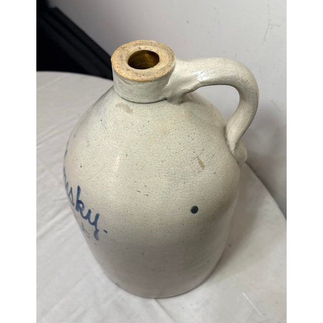 Ceramic Antique 1800's J. Monsky Newark Nj Stoneware Salt Glazed Cobalt Pottery 2 Jug For Sale - Image 7 of 13