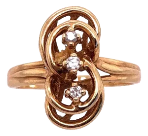 14 Karat Yellow Gold Fashion Ring With Three Round Diamonds