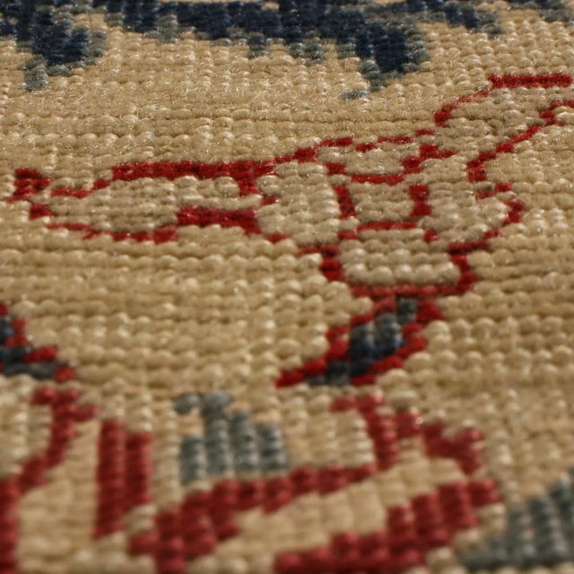 Traditional Antique Kayseri Beige and Blue Wool Rug For Sale - Image 3 of 6