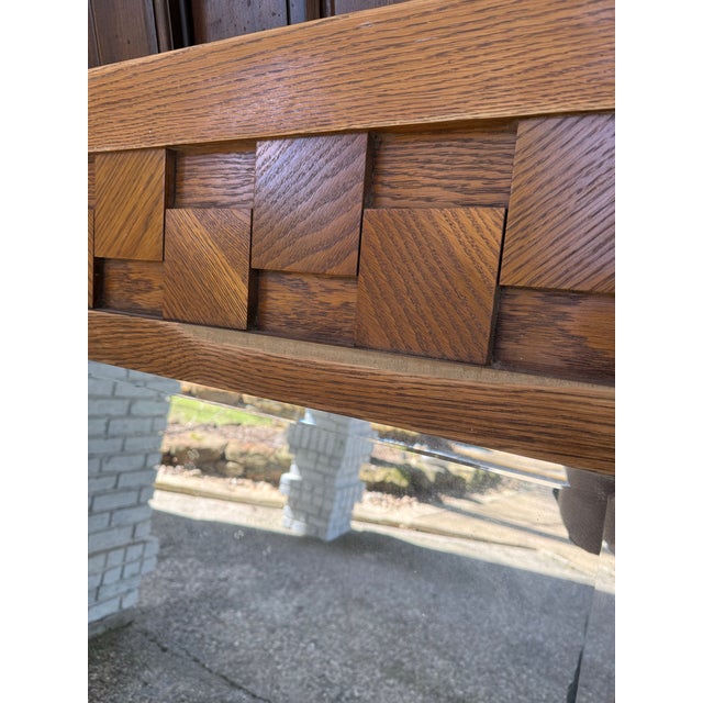 Vintage 1970s Lane Staccato Brutalist Large Mirror For Sale In Houston - Image 6 of 9