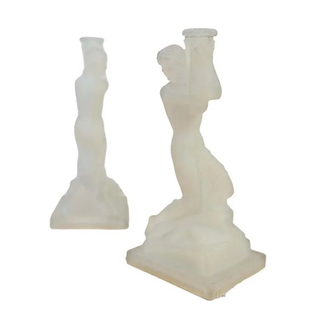Art Deco Opalescent Glass Nude Female Candleholders by René Lalique, 1920s, Set of 2 For Sale - Image 8 of 10