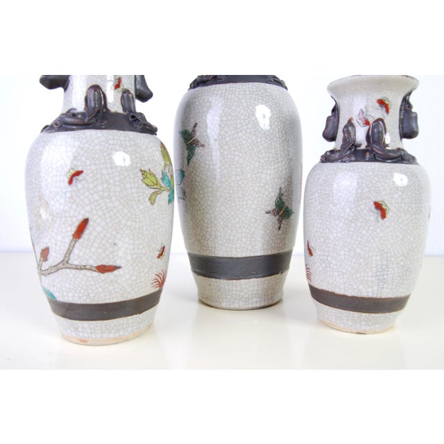 Japanese Ceramic Vases, Early 1900s, Set of 3 For Sale - Image 4 of 12