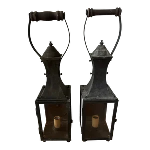 1980s Georgian Art Lighting Wall Sconce Design Light Fixture Lanterns - a Pair