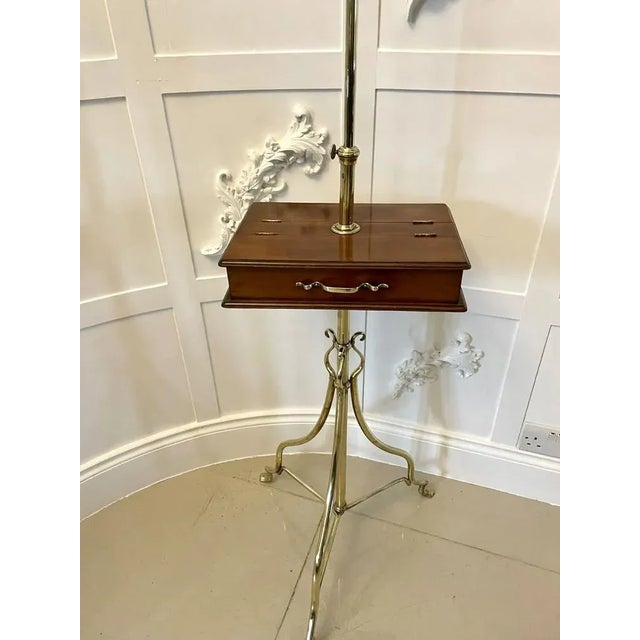 Antique Mahogany and Brass Adjustable Mirror on Stand For Sale - Image 5 of 12