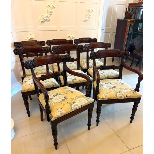 Hollywood Regency Antique Regency Mahogany Dining and Carver Chairs, 1820, Set of 8 For Sale - Image 3 of 18