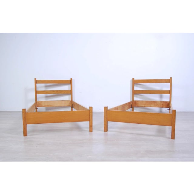 Set of Vintage Modern Wood Bed Frame, 1960s For Sale - Image 4 of 13