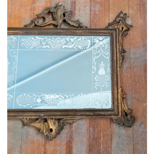 Late 19th Century 19th Century Continental European French or Italian Rococo Mirror With Etched Glass For Sale - Image 5 of 17