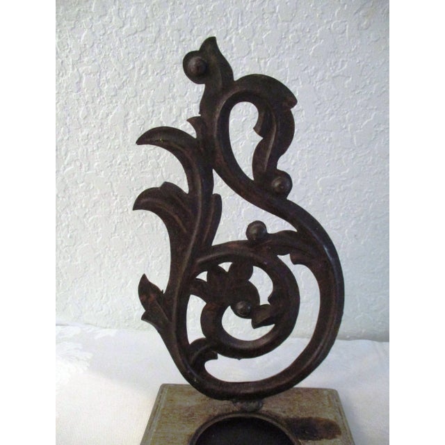 Rustic Wood & Metal Candle Holders For Sale - Image 4 of 5