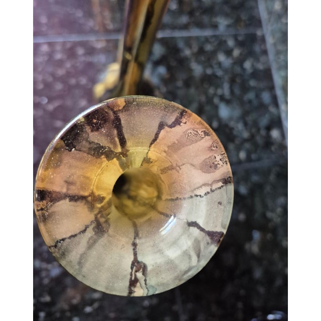 Modern Vintage Post-Modern Tall Earth-Toned Art Glass Bud Vases - Pair For Sale - Image 3 of 7